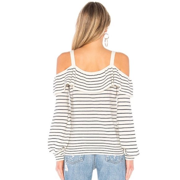 Joie Delbin Stripe Cold Shoulder Sweater L - Picture 8 of 9